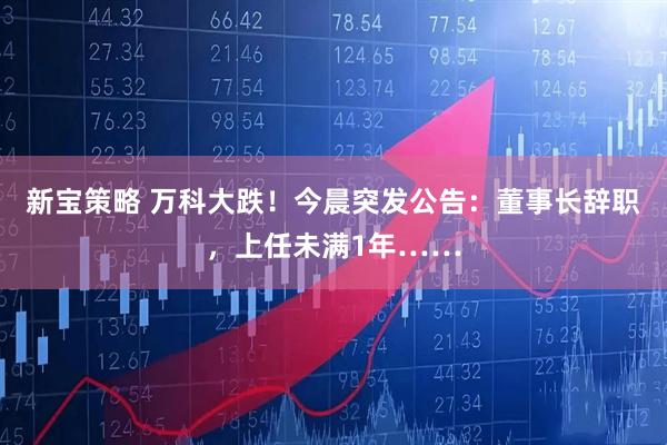 新宝策略 万科大跌！今晨突发公告：董事长辞职，上任未满1年……