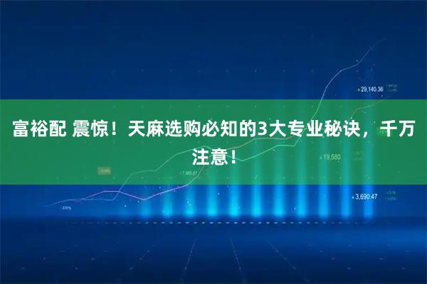 富裕配 震惊！天麻选购必知的3大专业秘诀，千万注意！