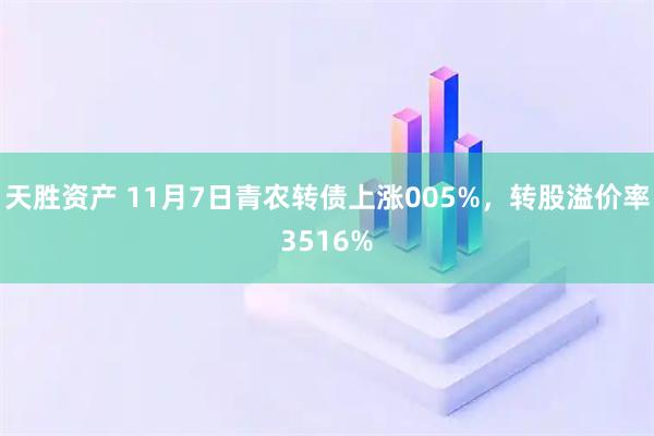 天胜资产 11月7日青农转债上涨005%，转股溢价率3516%